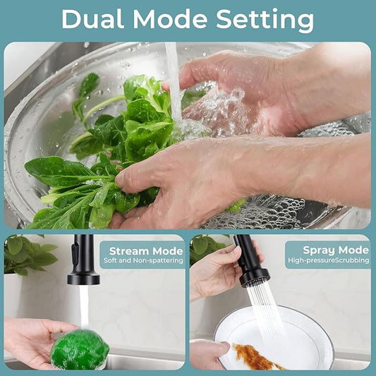 Kitchen Faucet with Pull Down Sprayer,Commercial Single Handle Stainless Steel Kitchen Faucets with Deck Plate (Oil Rubbed Bronze)