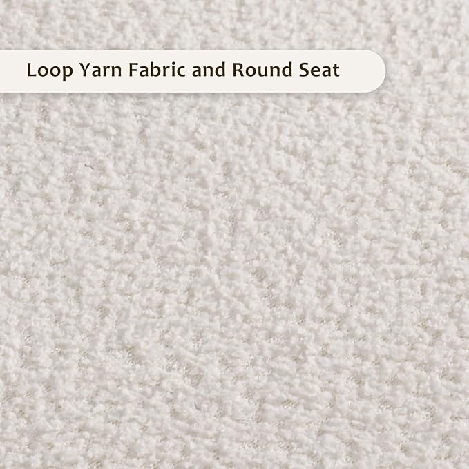 White Boucle Dining Chair Set of 4, Modern Oval Upholstered Dining Chairs with Curved Back and Metal Leg for Dining Room,Restaurant,Kitchen Island(Black Leg)