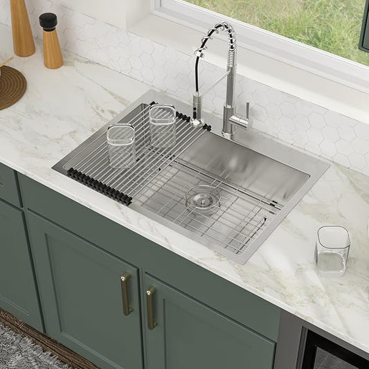 28 Inch Drop In Kitchen Sink Logmey 28x22x9 Inch Topmount Sinks 16-Gauge Stainless Steel Single Bowl Kitchen Sink