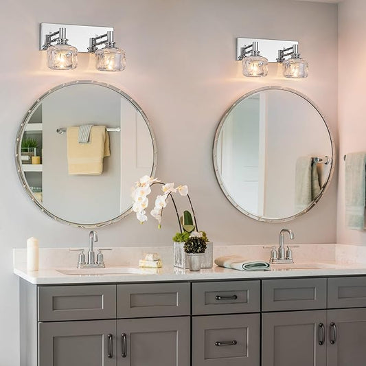 Chrome Vanity Light 2 Lights Vanity Lights for Bathroom Light Fixtures(13.3inches in Length)