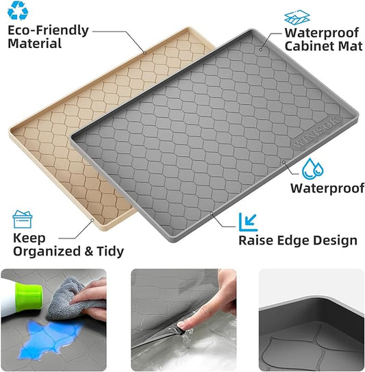 Winisok Silicone Under Sink Mat 22" x 22", kitchen Essentials and Gadgets, Shelf liner and Cabinet Protector, Home Organizers and Storage, Waterproof Bathroom Tray