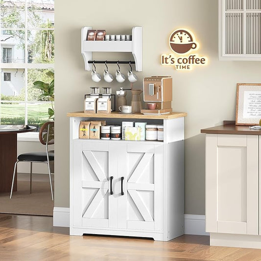 YATINEY Coffee Bar Cabinet, Kitchen Island with Storage, Bakers Rack with Storage, 5-Tier Coffee Bar Station with Drawer, KF22WN-KF60BRY1