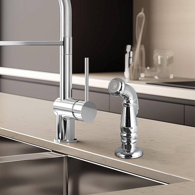 Universal Sink Sprayer Attachment for Kitchen Faucet, Kitchen Side Sprayer Head Compatible with Delta, Moen, Kohler and Other OEM Brands Pull Out Spray Head, Chrome, Classic Design