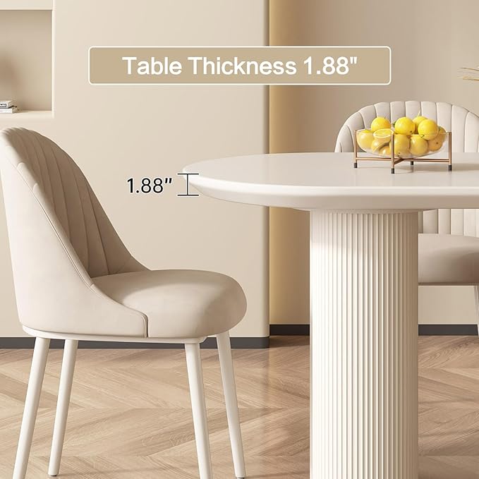 55.11" Modern White Dining Table, Funky Oval Kitchen Table with Powerful Ripple Support Legs for Dining Room, Kitchen, Home Office