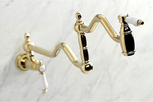 Kingston Brass KS2102BPL Bel Air Wall Mount Pot Filler, Polished Brass