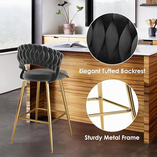 Modern Dining Chair with Ergonomic Design & Plush Upholstered Seat for Kitchen Island, Bar, Dining Room & Living Room Sets - Sturdy Stable & Easy Assembly,Black-Metal-Setof2
