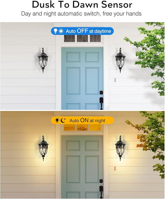 VIANIS Dusk to Dawn Porch Lights Outdoor, Outdoor Wall Lights Oil Rubbed Bronze, Waterproof Outside Lights for House, House, Entryway, Porch, Garage, Anti-Rust, Vintage Style