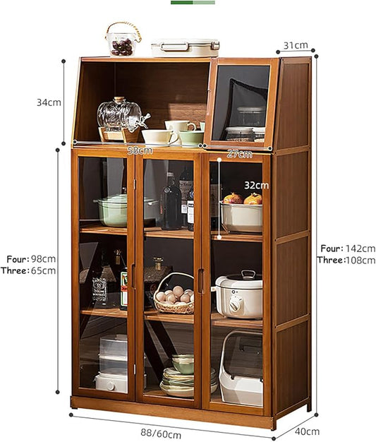 JSDMBD Kitchen Storage Cupboard, Pantry and Freestanding Cabinets, Dustproof and Easy to Clean, Kitchen Island for Spices, Pots and Pans, Storage Shelf for Kitchen, Living Room and Dinning Room
