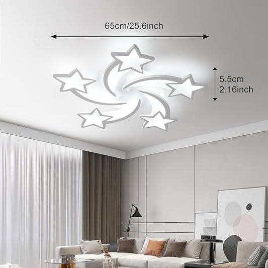JAYMP Flower Shaped Ceiling Light Dimmable Modern Ceiling Lamp Remote Control LED Lighting Fixture for Bedroom Living Room Dining Room (White/5 Stars)
