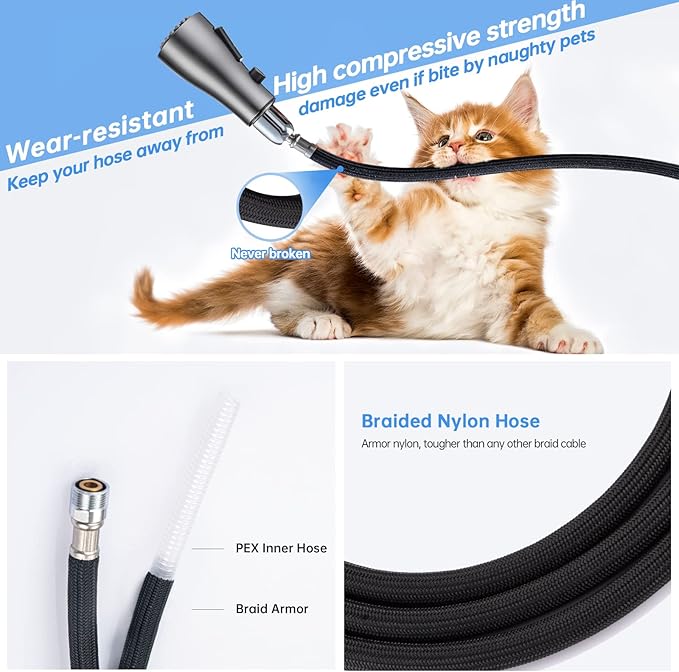 Black Stainless Kitchen Faucet, Arofa Gray Kitchen Faucet with Pull Down Sprayer Single Handle One Hole 3 Hole Commercial Rv Faucet for Kitchen Sink Gun Black