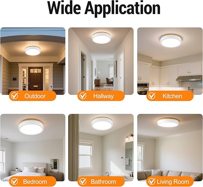 11" Minimalist Modern LED Ceiling Light, Painted Wood Grain Flush Mount with 5CCT 2700K-5000K, Dimmable LED Light Fixtures Ceiling Mount for Kitchen Bathroom Bedroom Hallway, 2 Packs