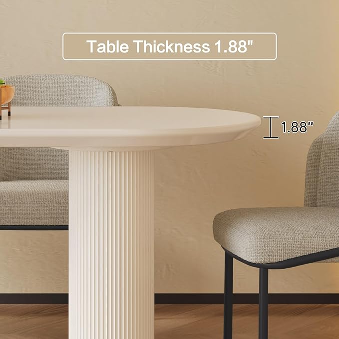Dining Table Set for 6, Modern Kitchen Table with 6 Chairs, Dining Room Table Set for Kitchen,Dining Room,Home & Office (55.11" White Table with 6 Chairs)