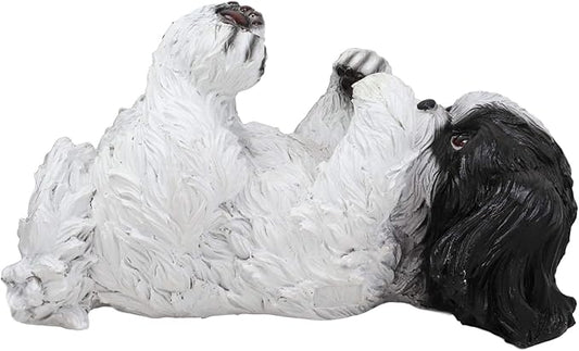 Ebros Lifelike Purebreed Pedigree Canine Adorable White and Black Shih Tzu Dog Wine Bottle Holder Figurine Statue As Kitchen Wine Cellar Centerpiece Decor Storage Organizer Puppies Pet Dogs Sculpture