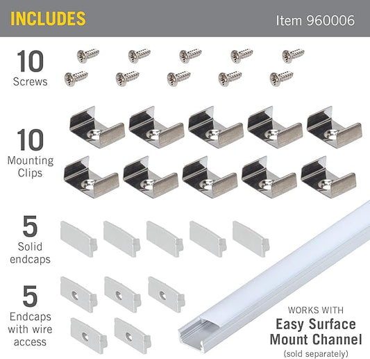 Armacost Lighting Accessory Packs for LED Tape Light Mounting Channels, Easy Surface Mount, Grey 960006
