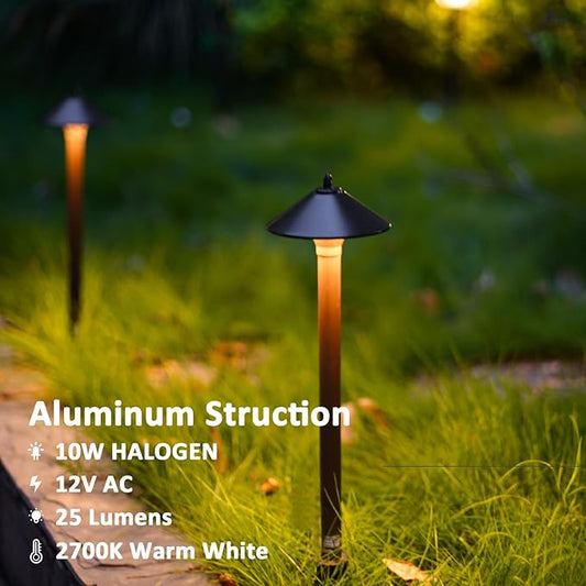 Pathway Lights 2PK Low Voltage Outdoor Landscape Lighting 10W 25 Lumen 2700K 12V AC Path Lights Warm White Light with Bulb Connector Spike Stake for Garden Yard Driveway Lawn