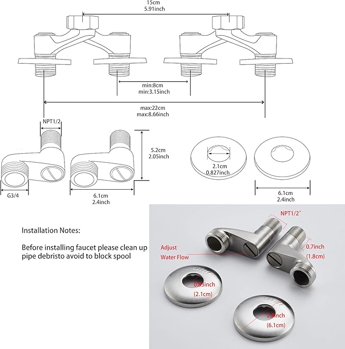 Wall Mount Kitchen Sink Faucet 4"/6"/8" Center, Folding Commercial Faucet, Pot Filler Faucet with Side Sprayer