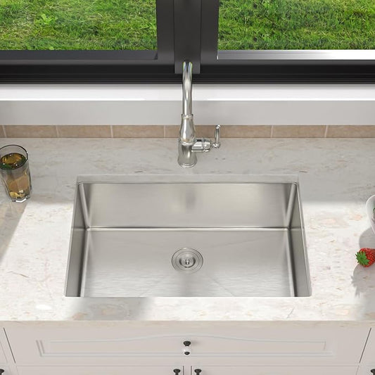 26 Inch undermount Kitchen Sink 16 Gague Stainless Steel Handmade Sink Single Bowl Large Deep Sinks,26"x18"x9"
