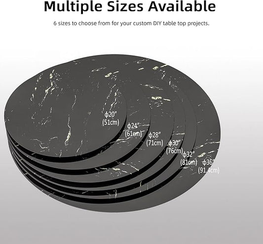 Round Table Top Multiple Sizes - Tempered Glass with Marble Design, Shatter-Resistant & Heatproof Surface Protector, Multipurpose for Dining/Coffee/Patio/End Table DIY Replacement (Black, 36 inch)