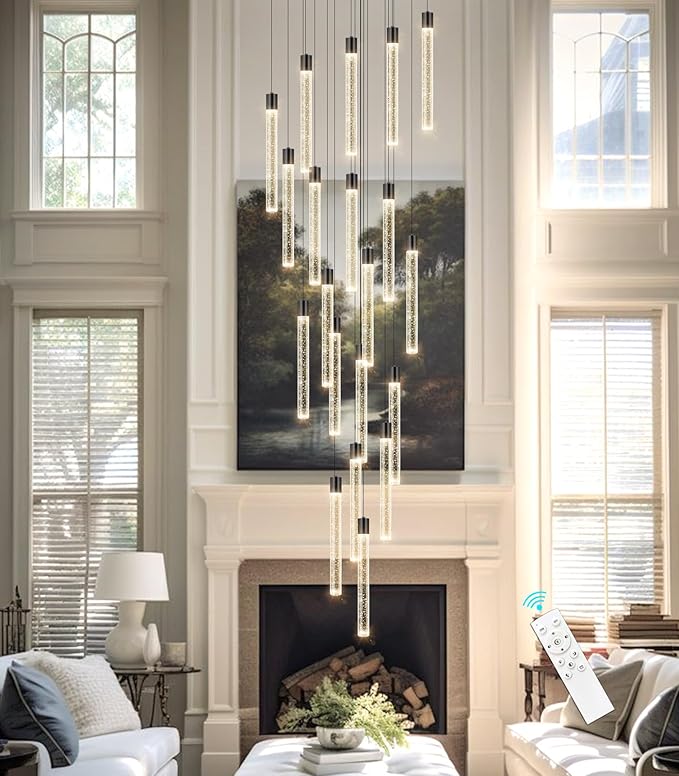 Long Large Modern Led Crystal Chandeliers Modern Spiral Chandeliers High Ceilings Chandelier for Staircase Foyer