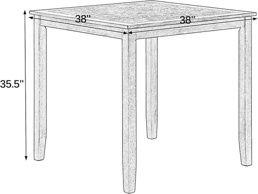 SOFTSEA Dining Table Set for 4, 5 Piece Dining Table Set with Chairs, Mid Century Modern Counter Height Counter Height Kitchen Table Set with 4 Chars, Save Space, Brown