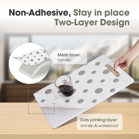 Drawer and Shelf Liner, Non-Slip Kitchen Cabinet Liners Non-Adhesive Thick Strong Grip Waterproof Washable Mats Protect Dresser Shelves Cupboard Bathroom Cabinets, Polka Dot, 12 in X 20 FT