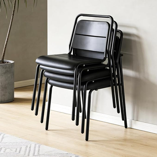 Metal Dining Chairs Set of 4, Stackable Metal Kitchen Chairs