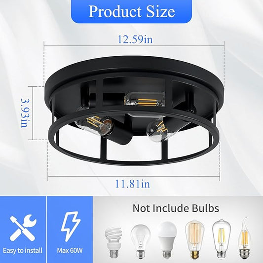 SKEJAO Ceiling Light Fixture,Black Flush Mount Ceiling Light,13 Inch Hallway Light fixtures Ceiling,Light Fixtures Ceiling Mount for Farmhouse,Kitchen (1, 13 inch)