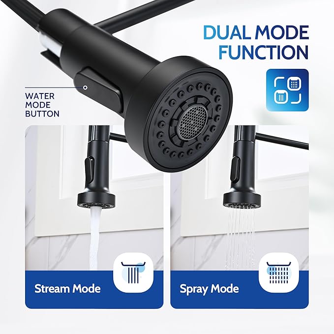 LUFEIDRA Touchless Kitchen Faucet with Pull Down Sprayer-Black Kitchen Faucet with Side Motion Sensor, Smart Hands-Free Spring Kitchen Sink Faucet for Modern Rv Outdoor Laundry Bar Sink, Matte Black