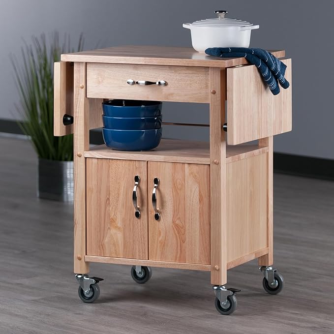 Winsome Wood/Veneer Mobile Kitchen Cart with Lockable Wheels, Beech (84920)