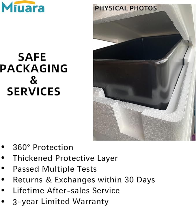 Miuara Black Farmhouse Sink 33 Inch - Large Apron Front Kitchen Sink Single Bowl 33"x18"x10", Undermount Installation, Farm House Style, Heavy Duty Solid Fireclay, Matte Black, for Kitchen