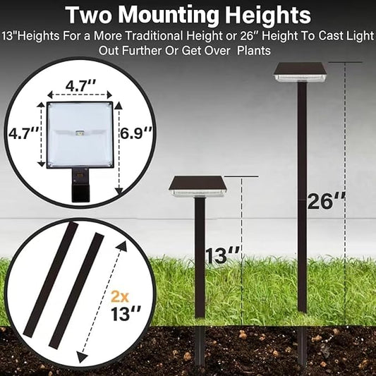 Bobcat Solar Pathway Lights Outdoor Super Bright 300 lumens with 2-in-1 Warm White and Daylight Color Modes, Solar LED Lights Outdoor Waterproof for Path, Sidewalk, Driveway or Walk Way Light(4 Pack)