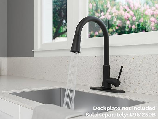 Pfister Pfirst Series Kitchen Faucet with Pull-Down Sprayer, Single Handle, High Arc, Matte Black Finish, G529PF2B