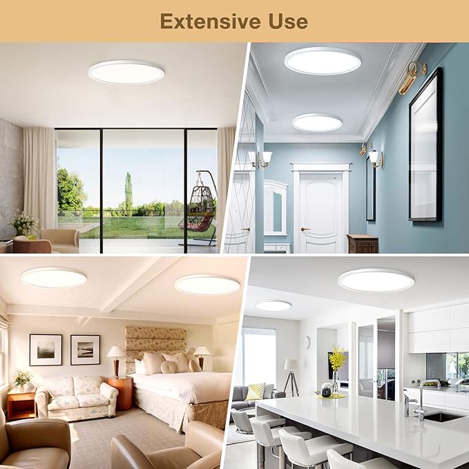 6-Pack 3200LM 12Inch LED Ceiling Lights Flush Mount, Dimmable Ceiling Light Fixtures, 3000K 4500K 6000K CCT, 24W Super Slim Low Profile Modern Ceiling Light for Bedroom Bathroom Hallway Kitchen, White