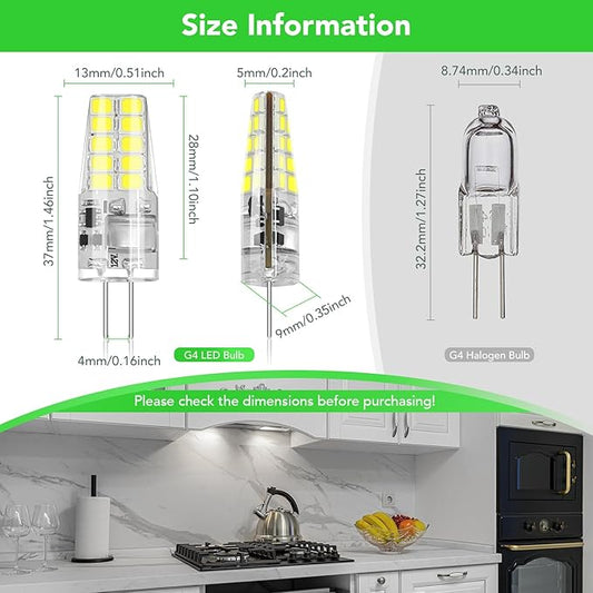 BUBO 40 Pack G4 LED Bulb 2W Equivalent 30W 6000K Daylight 250 Lumens 360°Beam Angle, T3 Halogen Bulb Replacement Landscape Bulbs, AC/DC 12V Led Lights G4 Bi-Pin Base for Outdoor Landscape Lighting