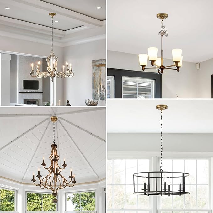 5.5 inches Brass Chandelier Canopy, Antique Brass Finish Canopy Kit for Pendant Light, Hanging Fixture, Mounting Plate Cover Replacement (Ring Style)