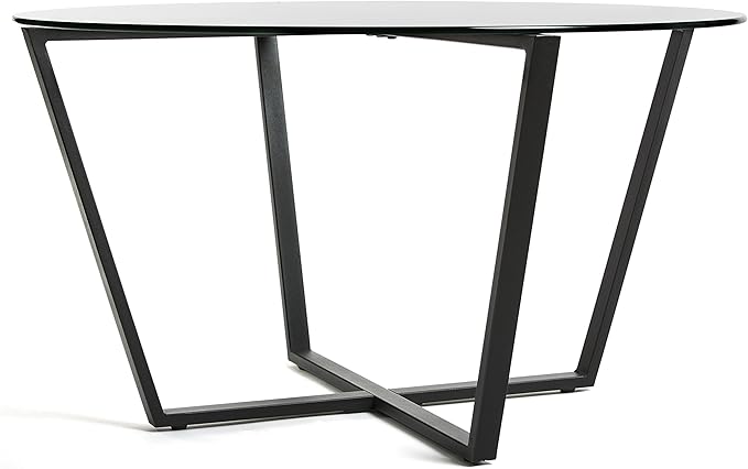 Mango Steam Round Metro Glass Coffee Table for Living Room & Dining Room - Clear Top/Black Base