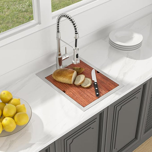 Lordear 15 Bar Sink Drop In 15 x 20 Inch Topmount Kitchen Sink 16 Gauge Stainless Steel Single Bowl Ledge Workstation RV Bar Prep Sinks Basin
