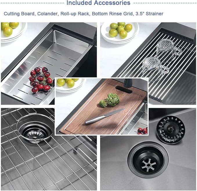 36 Inch Black Drop In Farmhouse Sink Workstation-Hovheir 36x22 Black Stainless Steel Kitchen Sink Drop In Apron Front Farm Sinks 16 Gauge Deep Single Bowl Farmhouse Kitchen Sinks Top Mount