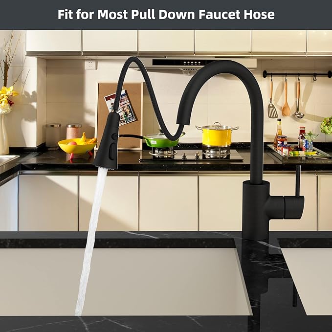 Hibbent 3-Function Pull Down Kitchen Faucet Head Replacement with 12 Adapters, NSF/ANSI/CAN 61 & CUPC Certified Sink Spray Nozzle, Compatible with Moen, Delta, Kohler Faucets, Oil-Rubbed Bronzed