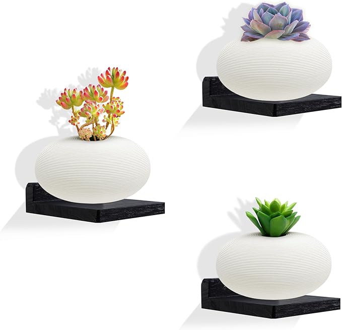 Small Floating Shelf, Set of 3 Black Shelf for Wall Decor Storage Wall Mounted Small Shelf for Bedroom Living Room Bathroom Kitchen -5x5 Inch
