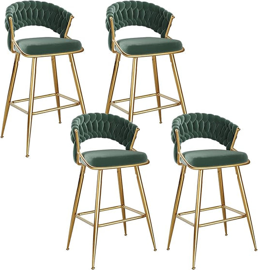 Modern Dining Chair with Ergonomic Design & Plush Upholstered Seat for Kitchen Island, Bar, Dining Room & Living Room Sets - Sturdy Stable & Easy Assembly,Green-Metal-setof2