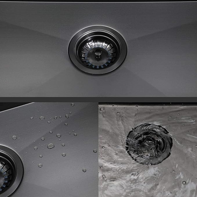 SHACO 25x22 Inch Black Drop In Kitchen Sink, 25 Inch Gunmetal Black RV Laundry Utility Sink, Top Mount 16 Gauge Stainless Steel Single Bowl Deep Small Kitchen Sink