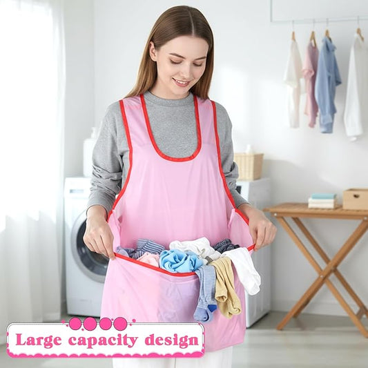Clothes Drying Aprons, Laundry Apron with Large Pouch Clothes Apron Laundrys Pet Bag Laundry Aprons for Women