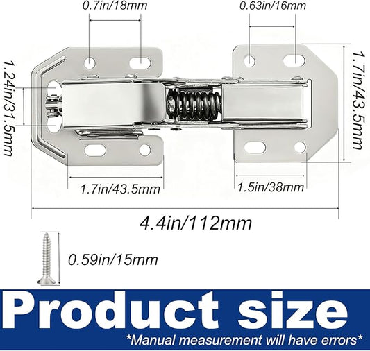 10PCS Soft Close Cabinet Hinge, No Pre-Drilled Cabinet Hinges, Surface Mount Kitchen Cabinet Hinges for Cabinet Doors with Screws