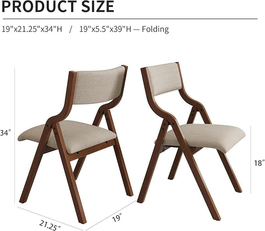 Ball & Cast Modern Folding Chairs Folding Dining Room Chairs Set of 2, 18" Seat Height, Taupe