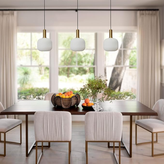 Plug in Pendant Light 2 Pack, Milk White Glass Hanging Light Plug in, Modern Plug-in Pendant Lighting with On/Off Switch, Mid Century Hanging Lamp for Kitchen Island Bedroom Hallway