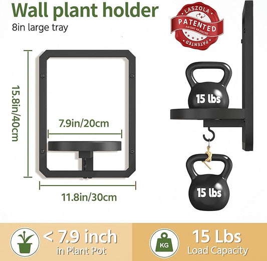 LASZOLA Plant Hangers Holder Wall Mount for Indoor Window, 3 Pack Floating Flower Stand Shelf with Hooks, Metal Picture Frame Hanging Planter Display Decor for Kitchen Bathroom, Black
