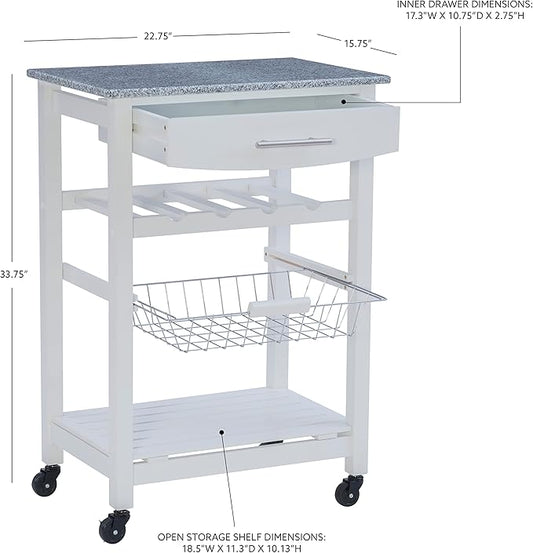 Linon Kitchen Island, White, 22.88 x 15.75 x 33.88