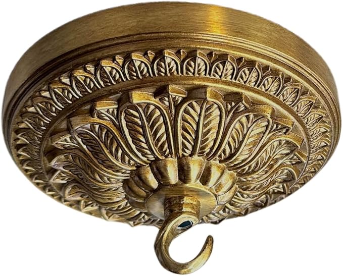 5.9 inches Brass Canopy Kit for Chandelier and Ceiling Lights, Decorative Design, Hanging Fixture Mounting Plate