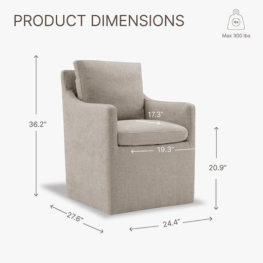 KISLOT Upholstered Dining Chairs with Casters, No Assembly Modern Accent Armchair with Rollers for Dining Room, Bedroom, Living Room, Reading Room, Already Assembled, Sand, 2 Box